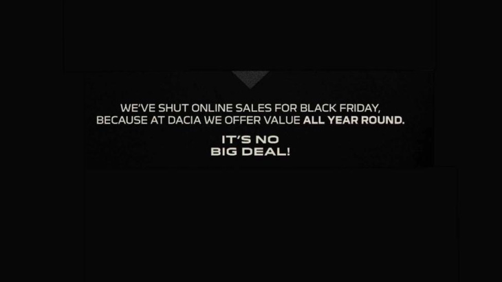 black friday, dacia gelooft niet in black friday en sluit online verkopen en configurator