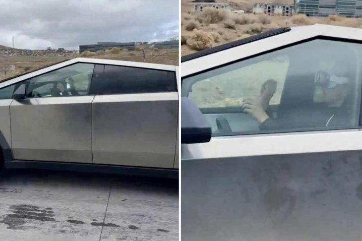 bestuurder gaat viraal nadat hij gefilmd wordt terwijl hij een apple virtual reality-bril draagt tijdens het rijden in een tesla cybertruck